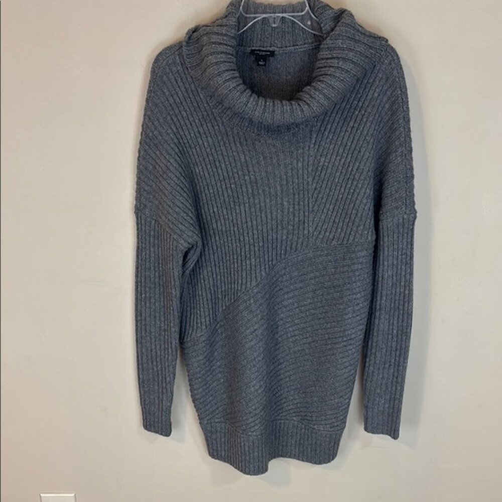 Ann Taylor Gray Alpaca Wool Blend Gray Ribbed Sweater Size Large